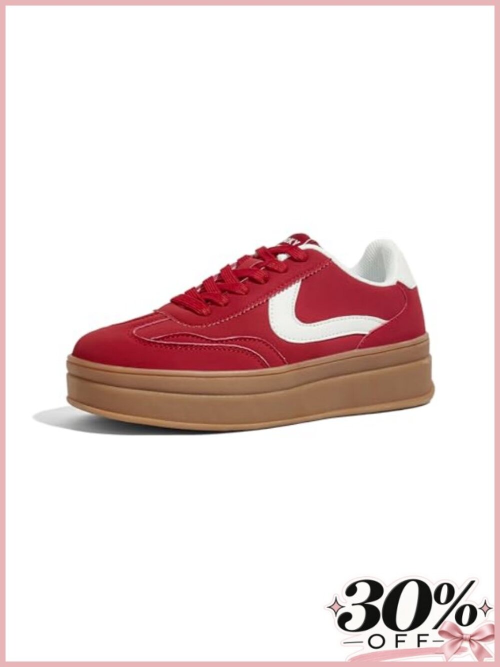 Platform Fashion Sneakers Faux PU Leather Suede Lace-Up Retro Casual